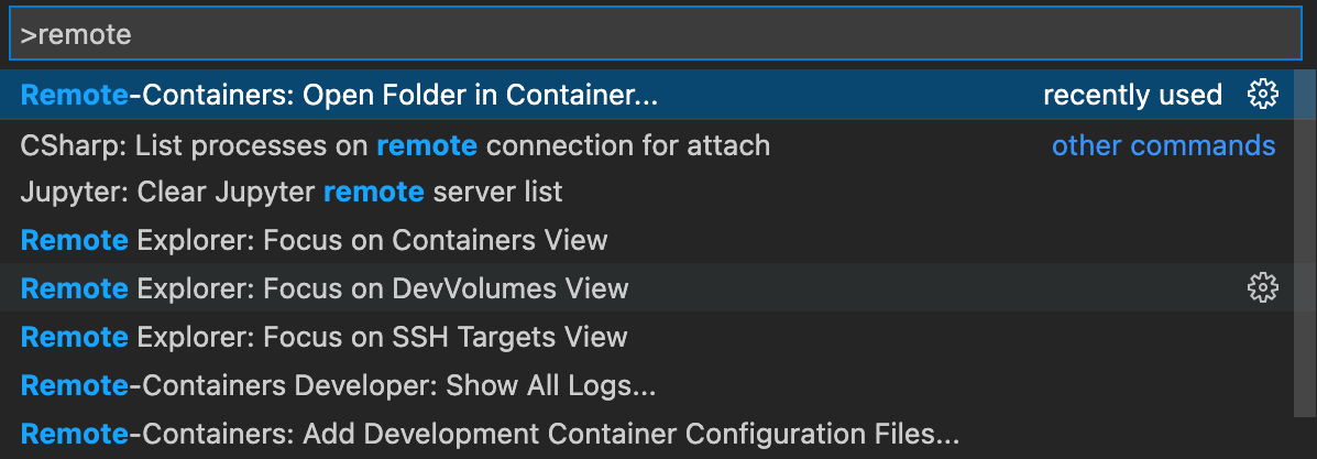 Open folder in container