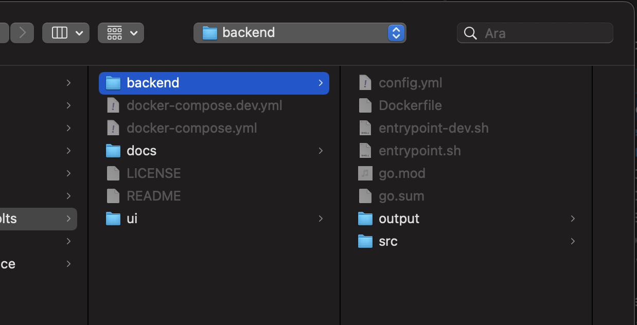 Select "backend" folder